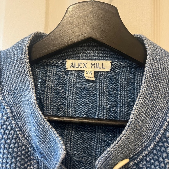 Alex Mill Denim Blue Cable Knit Cardigan - Picture 3 of 4